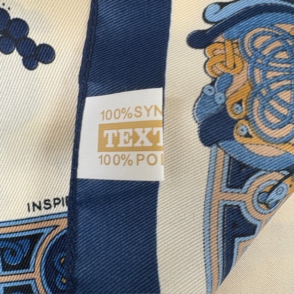 Book of Kells, Irish Gaelic Scarf, Celtic Style in Blue, Tan & Cream size 53×12" - Picture 3 of 11